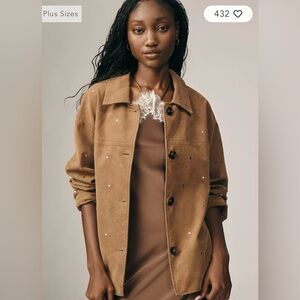 NWT Anthropologie Pilcro faux suede brown studded jacket 2X